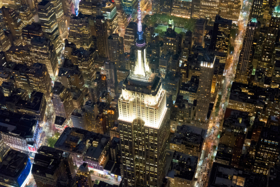 NYC Aerial Empire State by Night